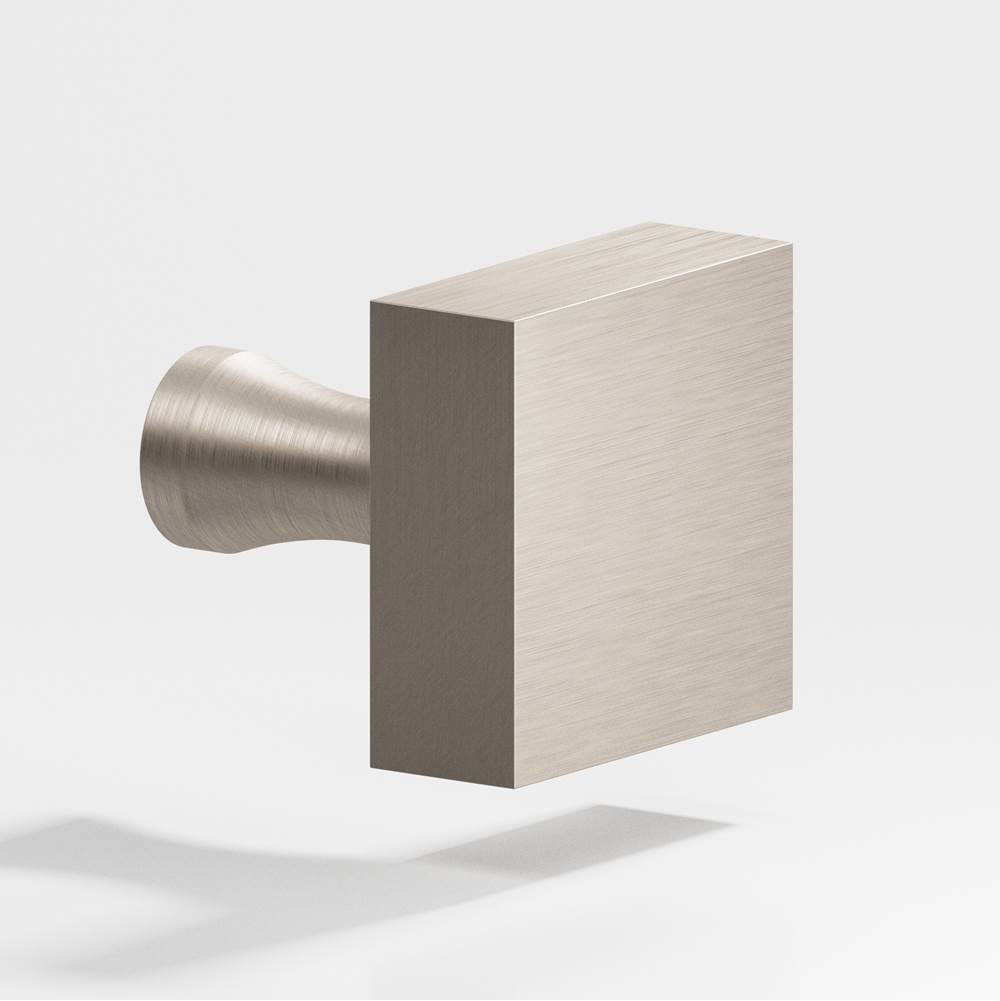 Colonial Bronze - 1.25'' Square Cabinet Knob with flared post hand finished in Matte Satin Nickel - Matte Satin Nickel