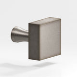 Colonial Bronze - 1'' Square Cabinet Knob with flared post hand finished in Pewter - Pewter