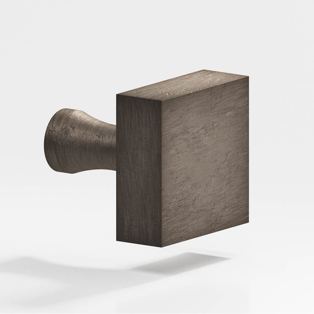 Colonial Bronze - 1'' Square Cabinet Knob with flared post hand finished in Distressed Pewter - Distressed Pewter