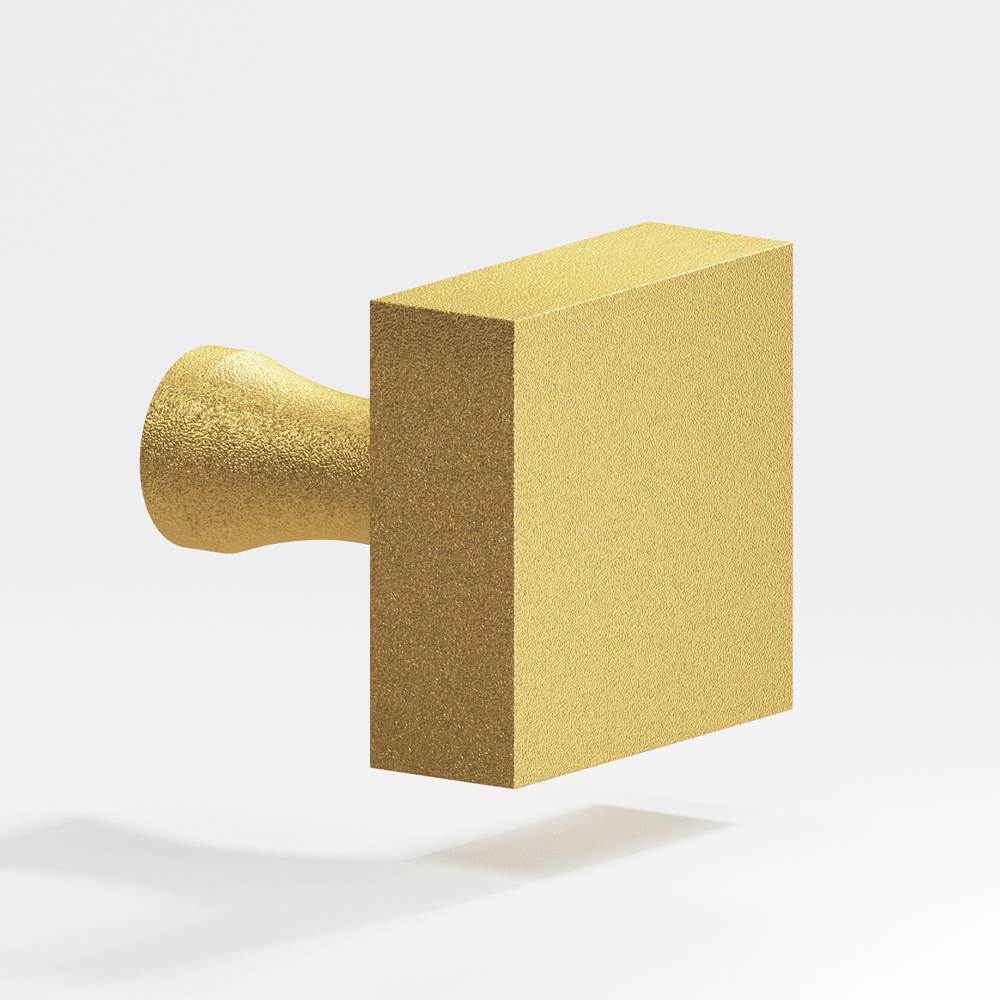 Colonial Bronze - 1.5'' Square Cabinet Knob with flared post hand finished in Frost Brass - Frost Brass