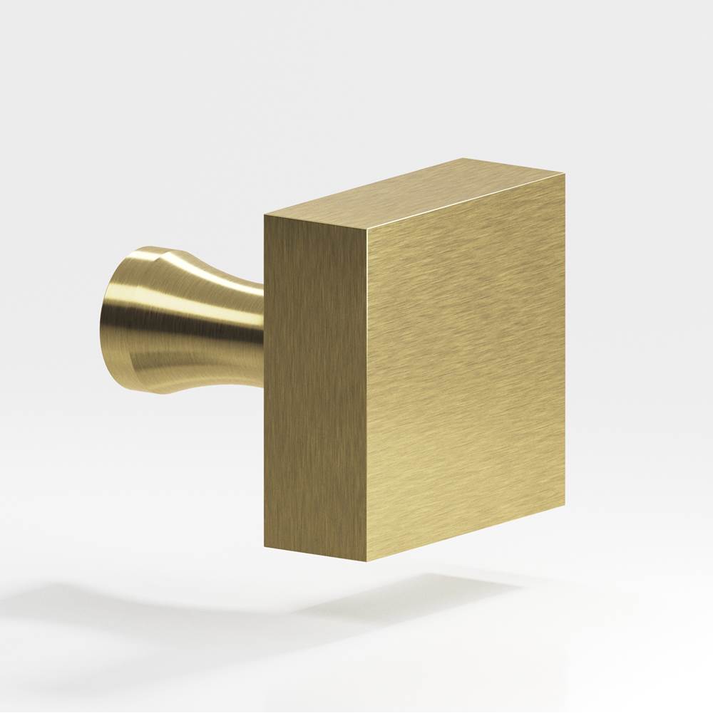 Colonial Bronze - 1.5'' Square Cabinet Knob with flared post hand finished in Antique Brass - Antique Brass