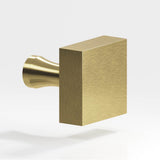 Colonial Bronze - 1.5'' Square Cabinet Knob with flared post hand finished in Antique Brass - Antique Brass