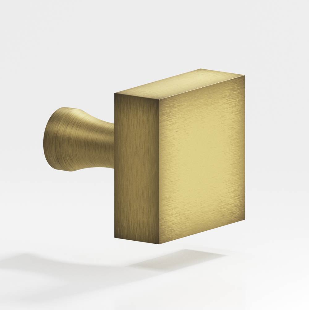 Colonial Bronze - 1'' Square Cabinet Knob with flared post hand finished in Matte Antique Satin Brass - Matte Antique Satin Brass