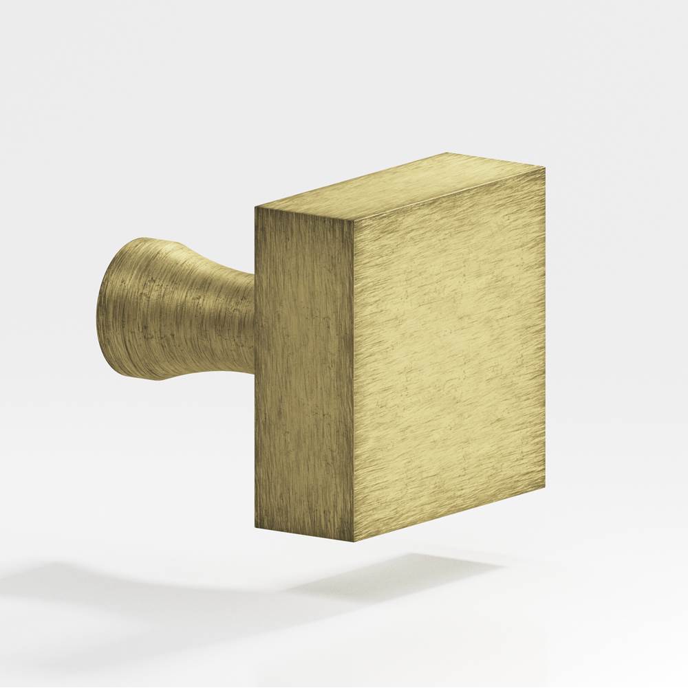 Colonial Bronze - 1'' Square Cabinet Knob with flared post hand finished in Distressed Antique Brass - Distressed Antique Brass
