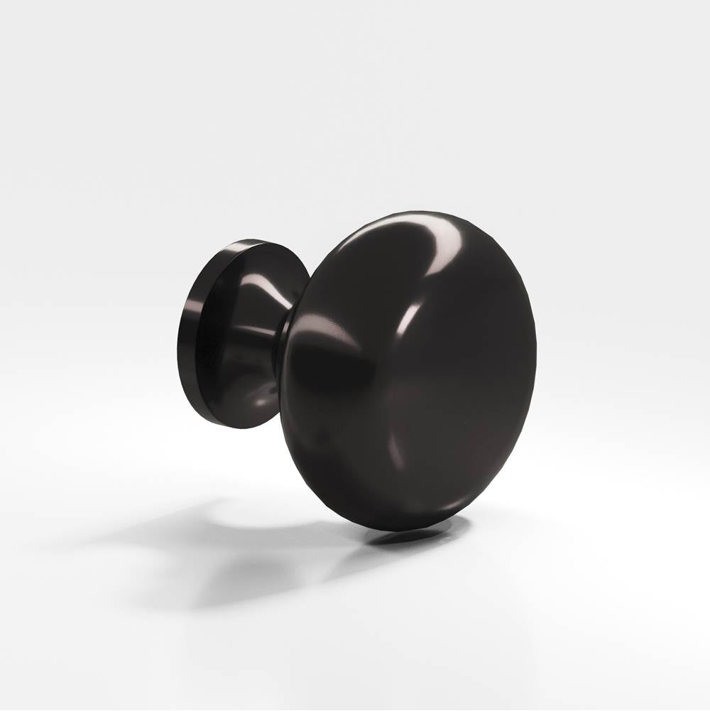 Colonial Bronze - 1.125'' diameter Round Cabinet Knob, Back-to-Back Shower Door Knob Kit hand finished in Satin Black - Satin Black