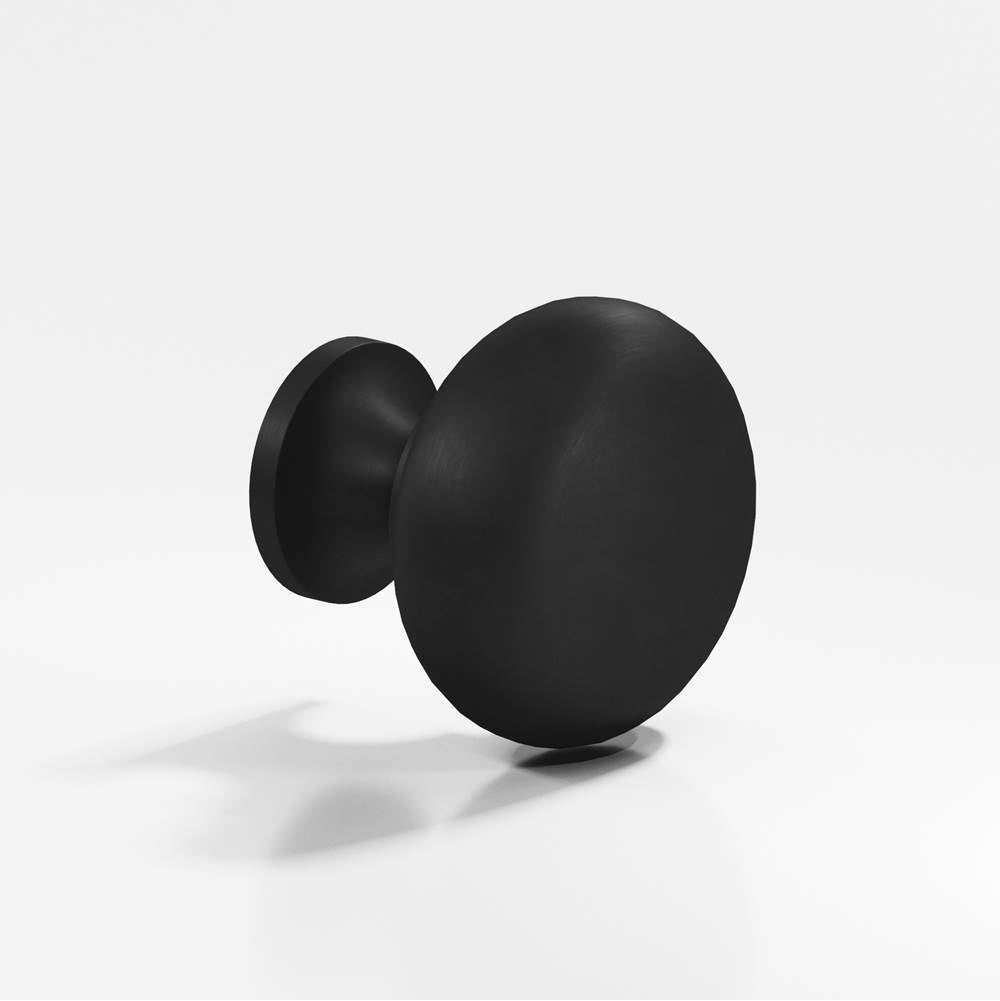 Colonial Bronze - 1.125'' diameter Round Cabinet Knob, Back-to-Back Shower Door Knob Kit hand finished in Matte Satin Black - Matte Satin Black