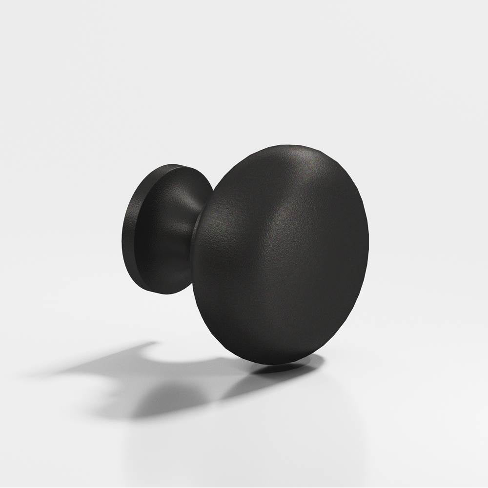 Colonial Bronze - 1.125'' diameter Round Cabinet Knob, Back-to-Back Shower Door Knob Kit hand finished in Frost Black - Frost Black