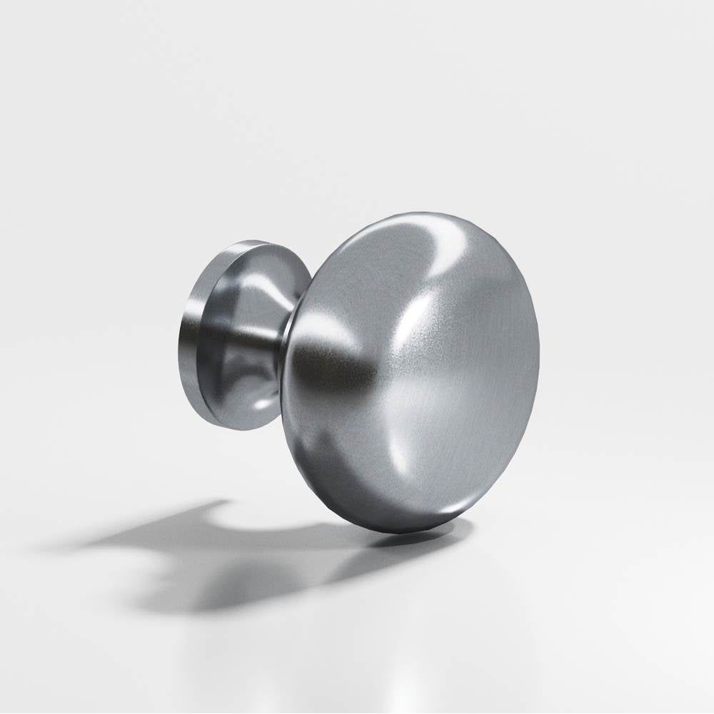 Colonial Bronze - 1.125'' diameter Round Cabinet Knob, Back-to-Back Shower Door Knob Kit hand finished in Satin Chrome - Satin Chrome