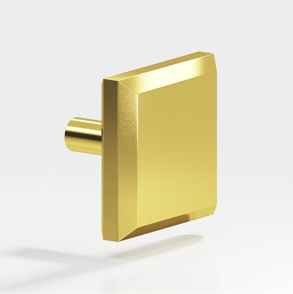 Colonial Bronze - 1.25'' Square, beveled Cabinet Knob with straight post hand finished in French Gold - French Gold