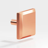Colonial Bronze - 1.5'' Square, beveled Cabinet Knob with straight post hand finished in Satin Copper - Satin Copper
