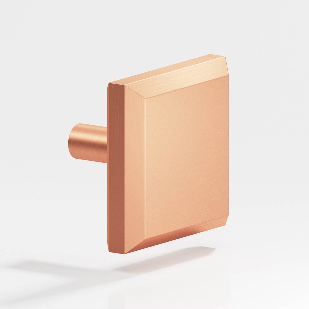 Colonial Bronze - 1.5'' Square, beveled Cabinet Knob with straight post hand finished in Matte Satin Copper - Matte Satin Copper