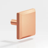 Colonial Bronze - 1.5'' Square, beveled Cabinet Knob with straight post hand finished in Matte Satin Copper - Matte Satin Copper