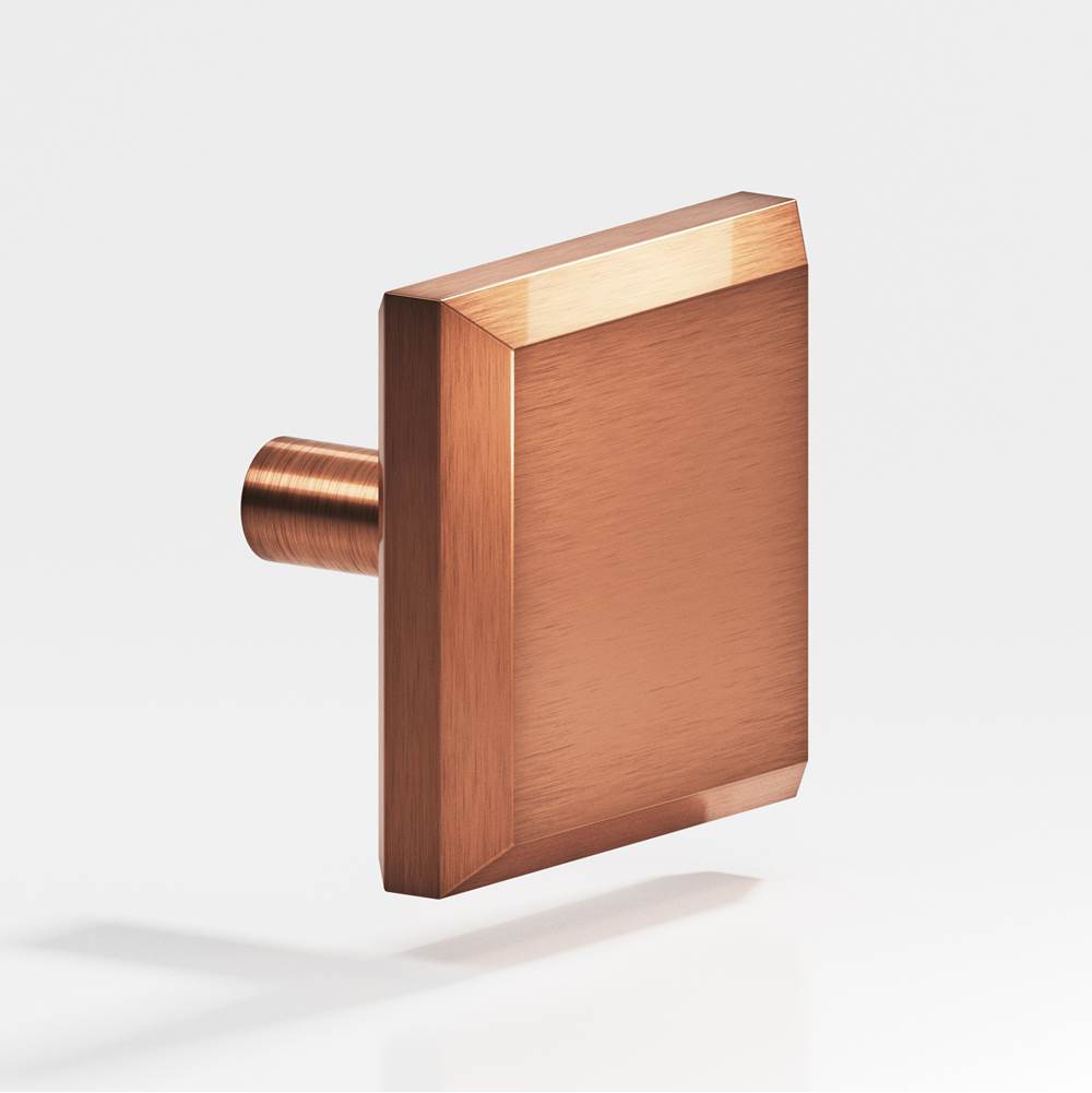 Colonial Bronze - 1.5'' Square, beveled Cabinet Knob with straight post hand finished in Antique Copper - Antique Copper