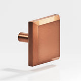 Colonial Bronze - 1.25'' Square, beveled Cabinet Knob with straight post hand finished in Antique Copper - Antique Copper