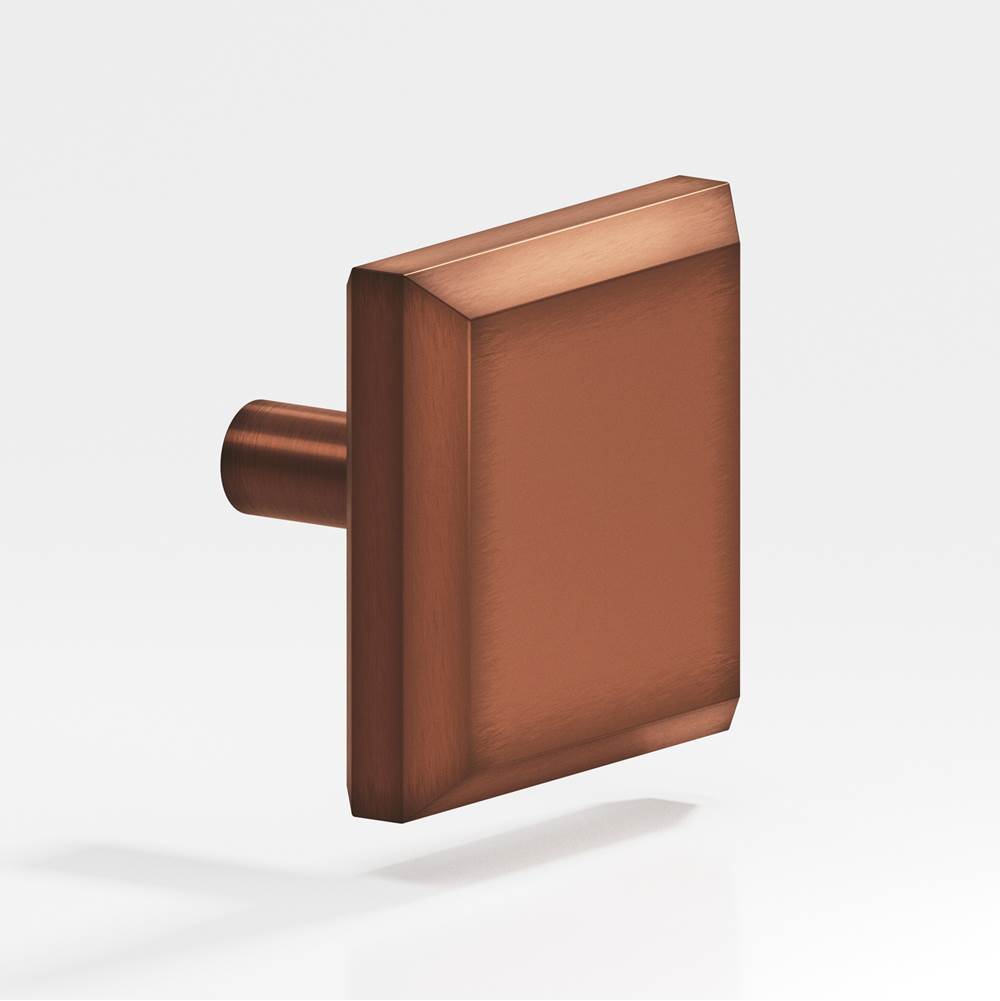 Colonial Bronze - 1.25'' Square, beveled Cabinet Knob with straight post hand finished in Matte Antique Copper - Matte Antique Copper