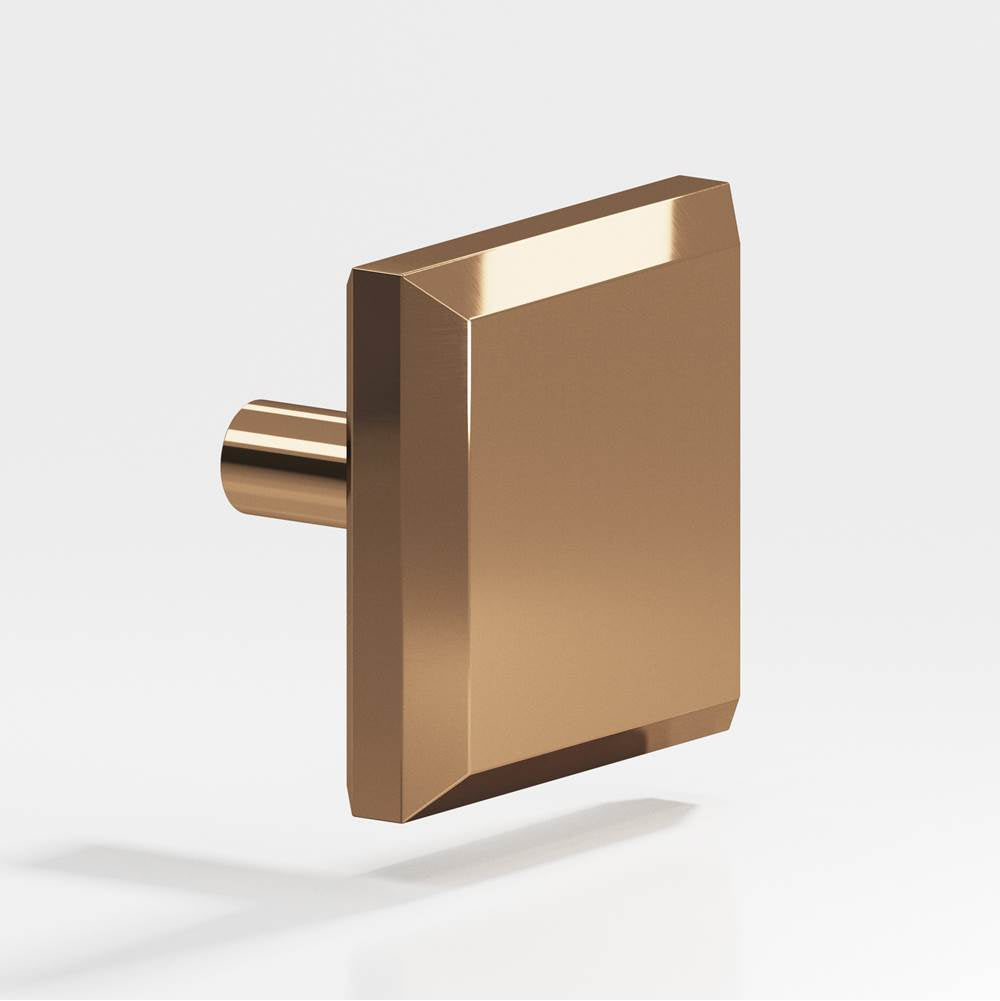 Colonial Bronze - 1.25'' Square, beveled Cabinet Knob with straight post hand finished in Polished Bronze - Polished Bronze