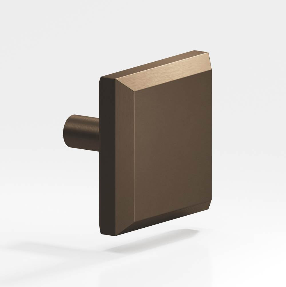 Colonial Bronze - 1.25'' Square, beveled Cabinet Knob with straight post hand finished in Heritage Bronze - Heritage Bronze