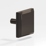 Colonial Bronze - 1.5'' Square, beveled Cabinet Knob with straight post hand finished in Dark Statuary Bronze - Dark Statuary Bronze