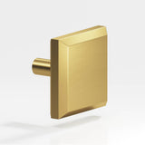 Colonial Bronze - 1.5'' Square, beveled Cabinet Knob with straight post hand finished in Unlacquered Satin Brass - Unlacquered Satin Brass