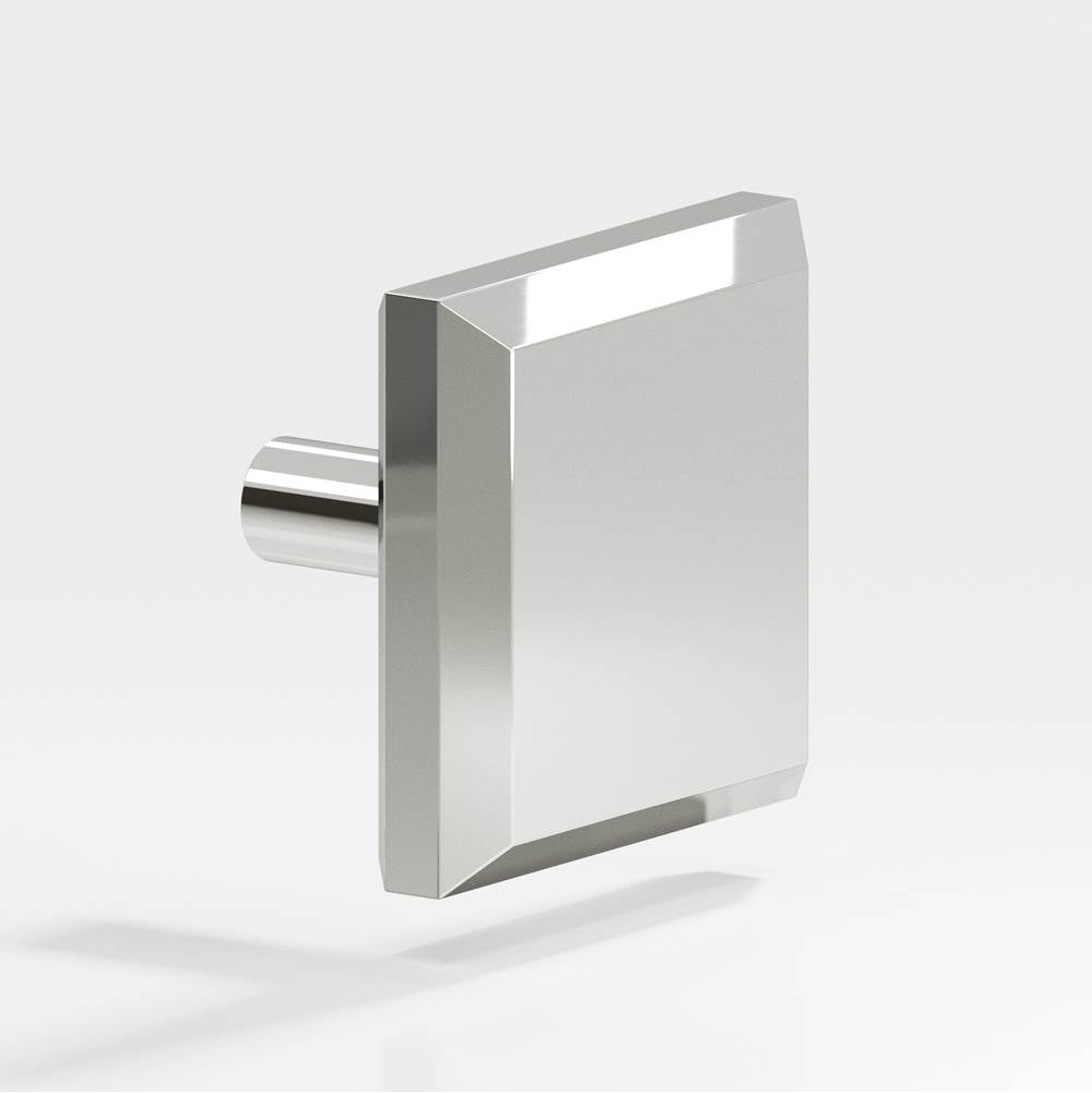 Colonial Bronze - 1.5'' Square, beveled Cabinet Knob with straight post hand finished in Polished Nickel - Polished Nickel