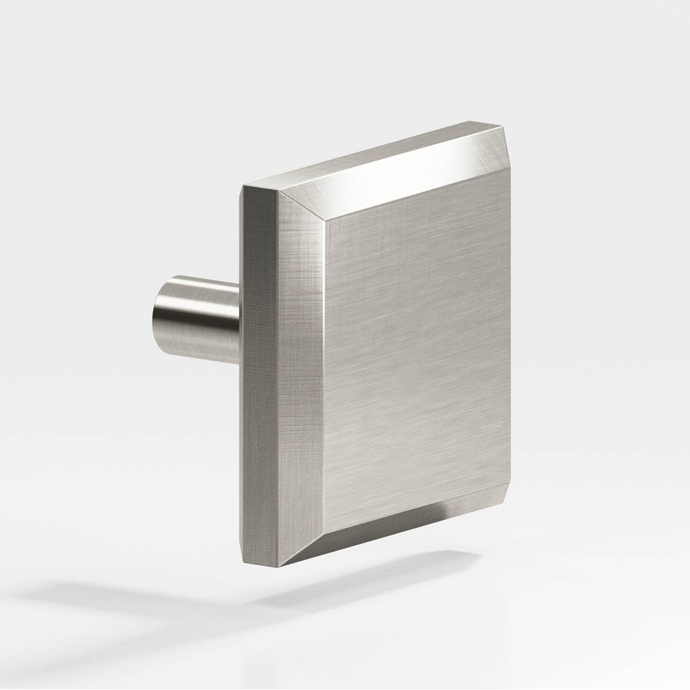 Colonial Bronze - 1.25'' Square, beveled Cabinet Knob with straight post hand finished in Satin Nickel - Satin Nickel