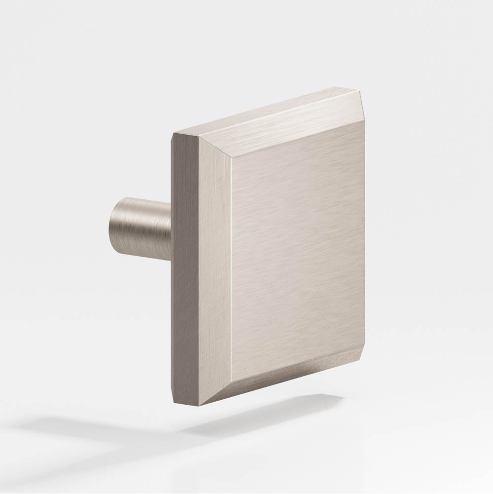 Colonial Bronze - 1.25'' Square, beveled Cabinet Knob with straight post hand finished in Matte Satin Nickel - Matte Satin Nickel