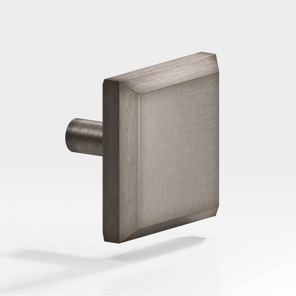 Colonial Bronze - 1.25'' Square, beveled Cabinet Knob with straight post hand finished in Pewter - Pewter