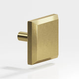 Colonial Bronze - 1.25'' Square, beveled Cabinet Knob with straight post hand finished in Antique Brass - Antique Brass