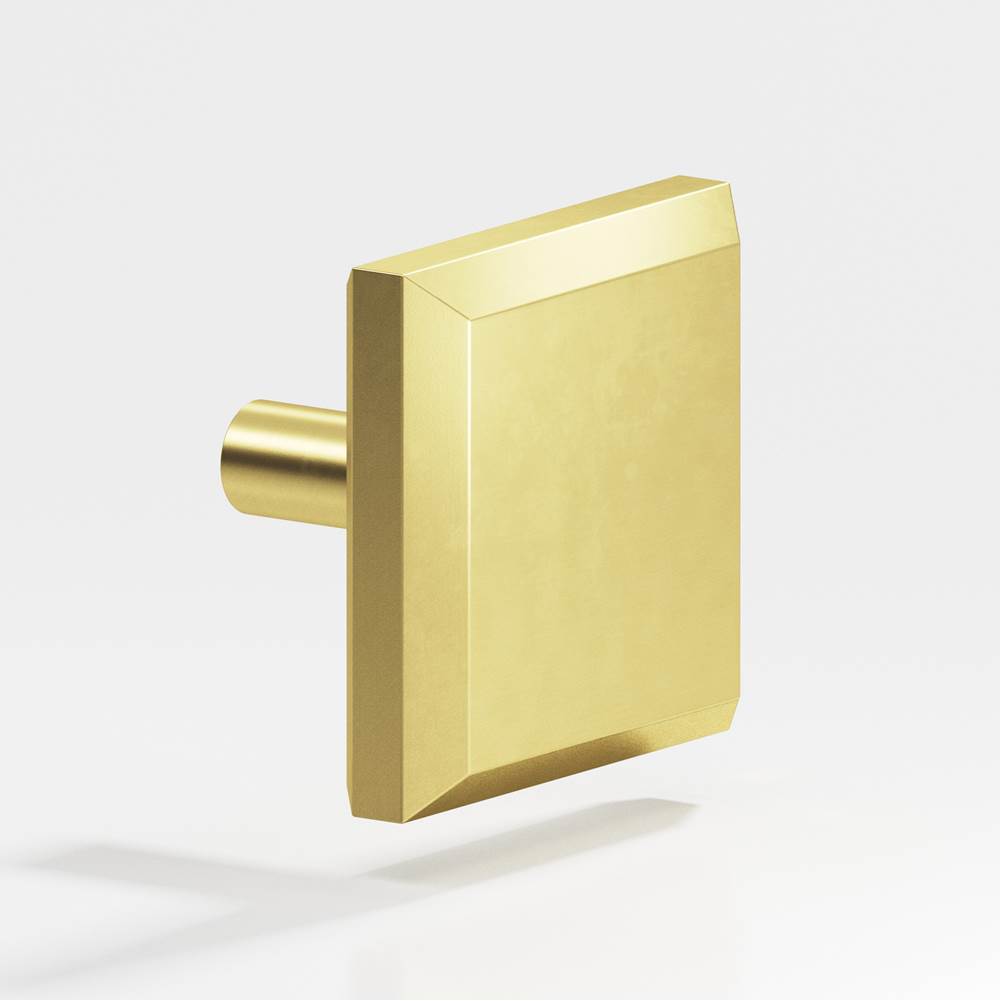 Colonial Bronze - 1.25'' Square, beveled Cabinet Knob with straight post hand finished in Matte Satin Brass - Matte Satin Brass