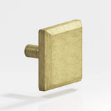 Colonial Bronze - 1.5'' Square, beveled Cabinet Knob with straight post hand finished in Distressed Antique Brass - Distressed Antique Brass