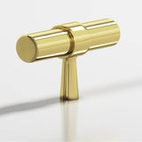 Colonial Bronze - 2'' overall, 0.46875'' diameter Round, collared T Cabinet Knob with tapered post hand finished in Polished Brass and Polished Brass - Polished Brass,Polished Brass