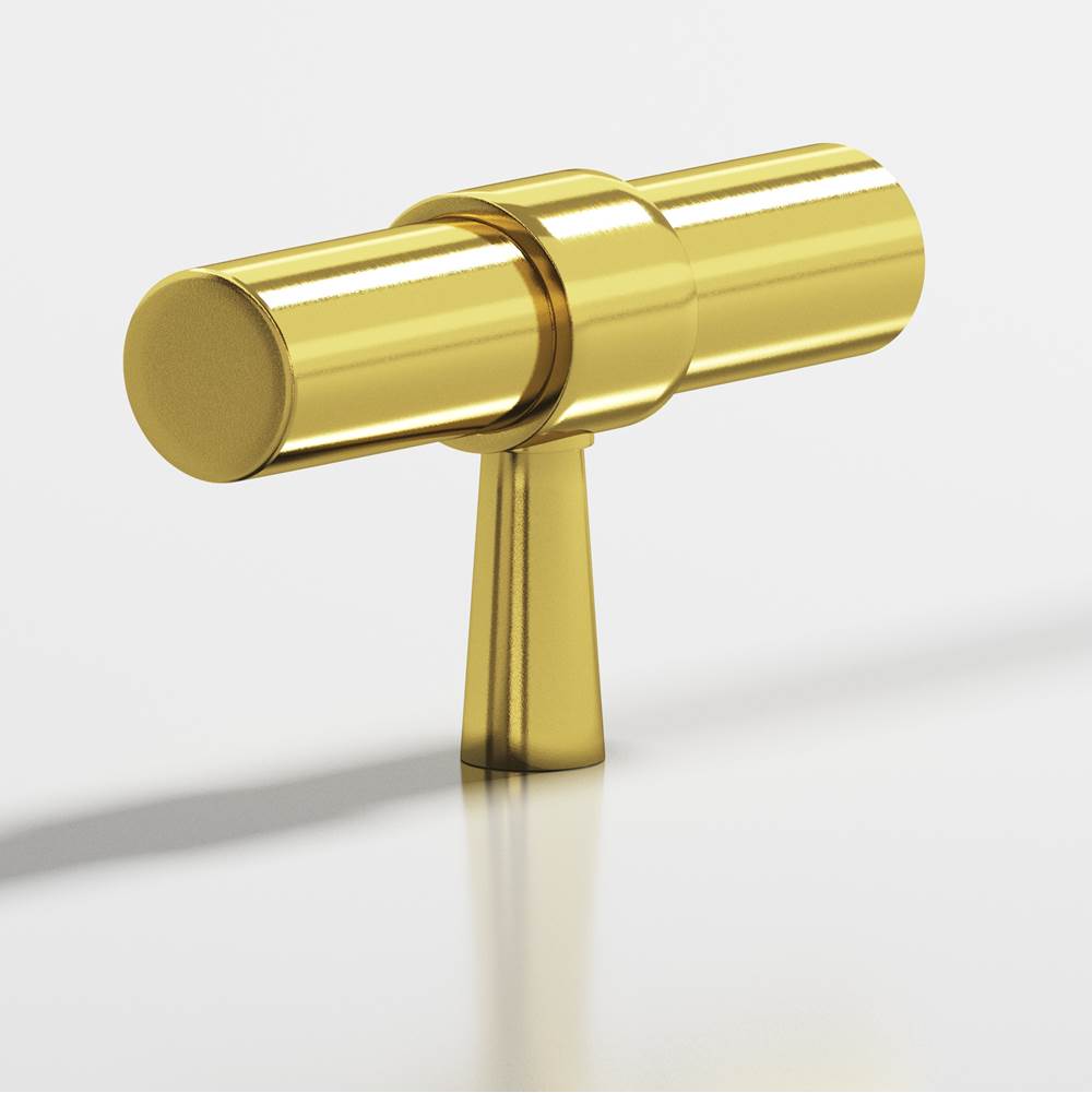 Colonial Bronze - 2'' overall, 0.46875'' diameter Round, collared T Cabinet Knob with tapered post hand finished in French Gold and French Gold - French Gold,French Gold