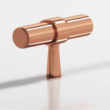 Colonial Bronze - 2'' overall, 0.46875'' diameter Round, collared T Cabinet Knob with tapered post hand finished in Polished Copper and Polished Copper - Polished Copper,Polished Copper