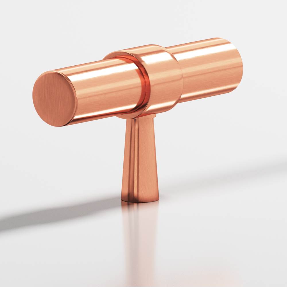 Colonial Bronze - 2'' overall, 0.46875'' diameter Round, collared T Cabinet Knob with tapered post hand finished in Satin Copper and Satin Copper - Satin Copper,Satin Copper