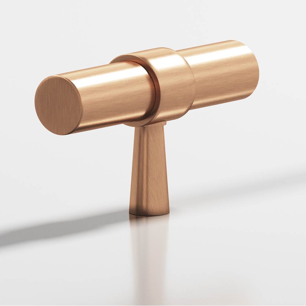 Colonial Bronze - 2'' overall, 0.46875'' diameter Round, collared T Cabinet Knob with tapered post hand finished in Satin Bronze and Satin Bronze - Satin Bronze,Satin Bronze