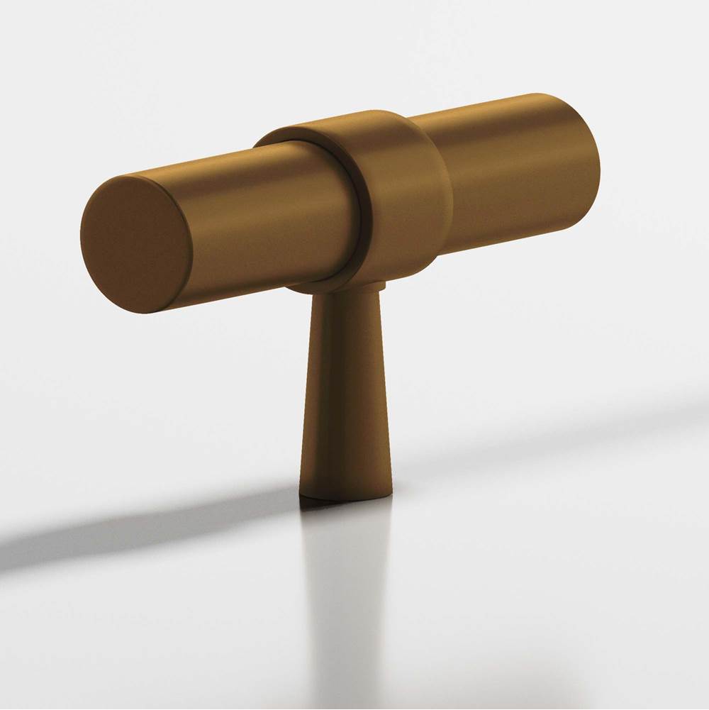 Colonial Bronze - 2'' overall, 0.46875'' diameter Round, collared T Cabinet Knob with tapered post hand finished in Matte Light Statuary Bronze and Matte Light Statuary Bronze - Matte Light Statuary Bronze,Matte Light Statuary Bronze