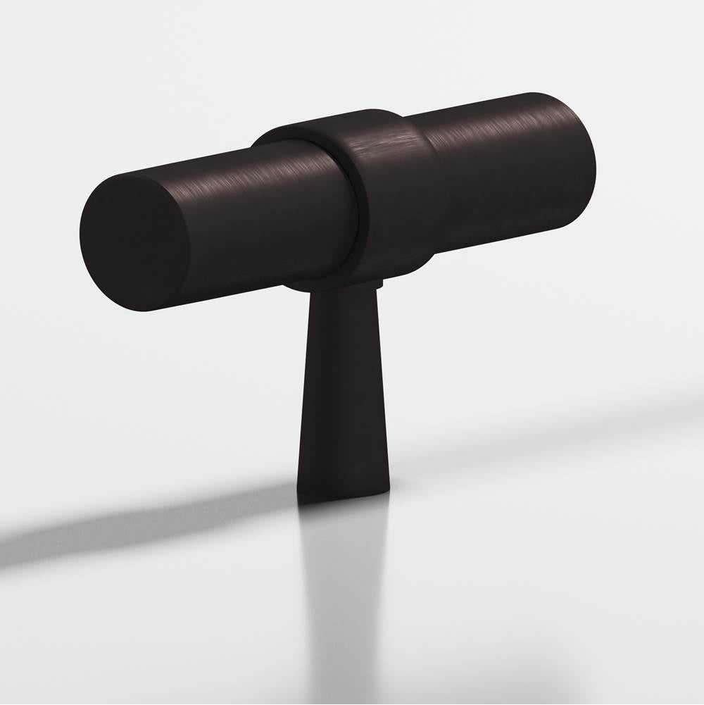 Colonial Bronze - 2'' overall, 0.46875'' diameter Round, collared T Cabinet Knob with tapered post hand finished in Matte Dark Statuary Bronze and Matte Dark Statuary Bronze - Matte Dark Statuary Bronze,Matte Dark Statuary Bronze