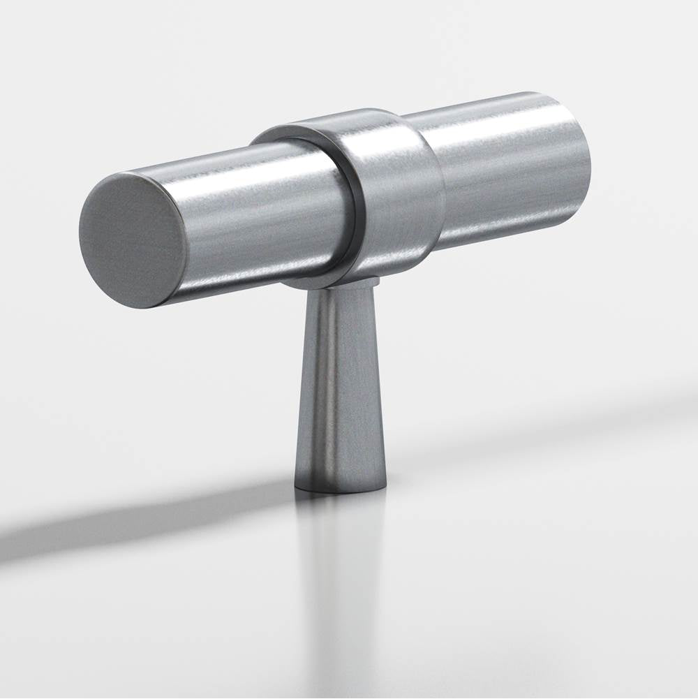 Colonial Bronze - 2'' overall, 0.46875'' diameter Round, collared T Cabinet Knob with tapered post hand finished in Satin Chrome and Satin Chrome - Satin Chrome,Satin Chrome