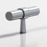 Colonial Bronze - 2'' overall, 0.46875'' diameter Round, collared T Cabinet Knob with tapered post hand finished in Satin Chrome and Satin Chrome - Satin Chrome,Satin Chrome