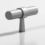 Colonial Bronze - 2'' overall, 0.46875'' diameter Round, collared T Cabinet Knob with tapered post hand finished in Matte Satin Chrome and Matte Satin Chrome - Matte Satin Chrome,Matte Satin Chrome