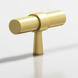 Colonial Bronze - 2'' overall, 0.46875'' diameter Round, collared T Cabinet Knob with tapered post hand finished in Matte Satin Brass and Matte Satin Brass - Matte Satin Brass,Matte Satin Brass