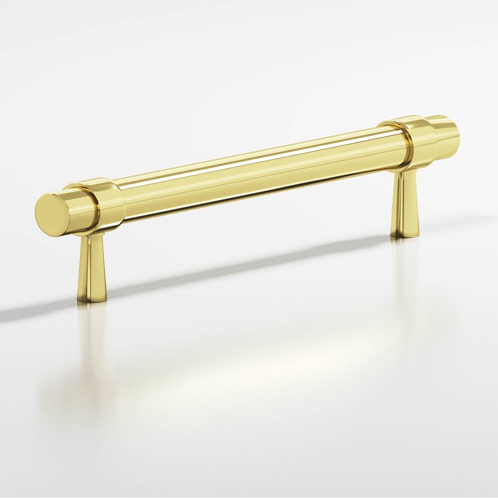 Colonial Bronze - 8'' center-to-center, 9.5'' overall, 0.46875'' diameter Round, collared Cabinet Pull, Door Pull with tapered posts hand finished in Polished Brass and Polished Brass - Polished Brass,Polished Brass