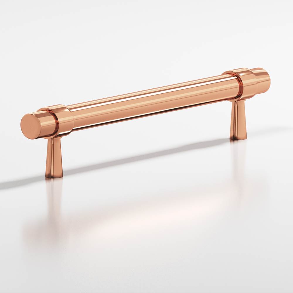 Colonial Bronze - 3.5'' center-to-center, 5'' overall, 0.46875'' diameter Round, collared Cabinet Pull with tapered posts hand finished in Polished Copper and Polished Copper - Polished Copper,Polished Copper