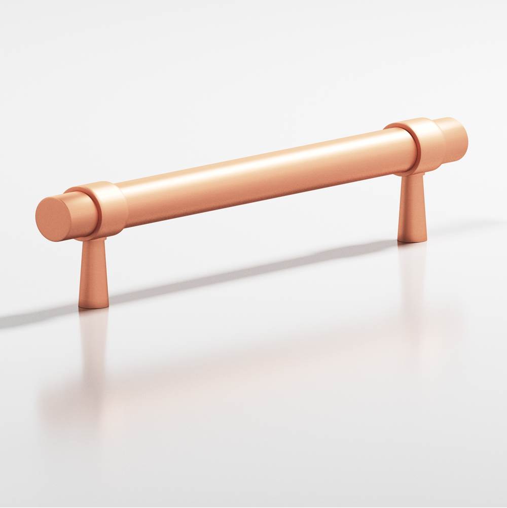 Colonial Bronze - 3.5'' center-to-center, 5'' overall, 0.46875'' diameter Round, collared Cabinet Pull with tapered posts hand finished in Matte Satin Copper and Matte Satin Copper - Matte Satin Copper,Matte Satin Copper