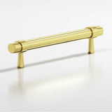 Colonial Bronze - 6'' center-to-center, 7.5'' overall, 0.46875'' diameter Round, collared Cabinet Pull, Door Pull with tapered posts hand finished in Unlacquered Polished Brass and Unlacquered Polished Brass - Unlacquered Polished Brass,Unlacquered Polished Brass