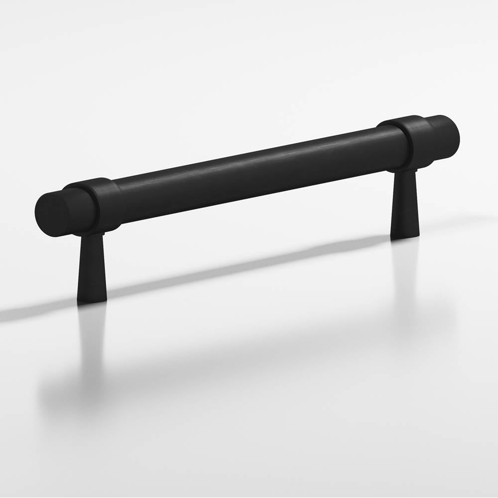 Colonial Bronze - 8'' center-to-center, 9.5'' overall, 0.46875'' diameter Round, collared Cabinet Pull, Door Pull with tapered posts hand finished in Matte Satin Black and Matte Satin Black - Matte Satin Black,Matte Satin Black