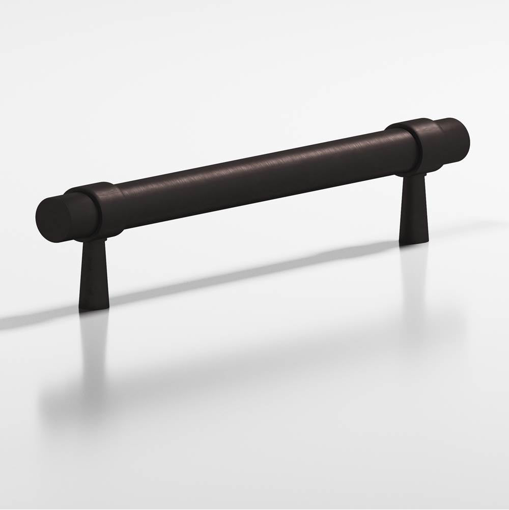 Colonial Bronze - 8'' center-to-center, 9.5'' overall, 0.46875'' diameter Round, collared Cabinet Pull, Door Pull with tapered posts hand finished in Matte Dark Statuary Bronze and Matte Dark Statuary Bronze - Matte Dark Statuary Bronze,Matte Dark Statuary Bronze