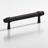 Colonial Bronze - 8'' center-to-center, 9.5'' overall, 0.46875'' diameter Round, collared Cabinet Pull, Door Pull with tapered posts hand finished in Matte Dark Statuary Bronze and Matte Dark Statuary Bronze - Matte Dark Statuary Bronze,Matte Dark Statuary Bronze
