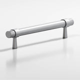 Colonial Bronze - 6'' center-to-center, 7.5'' overall, 0.46875'' diameter Round, collared Cabinet Pull, Door Pull with tapered posts hand finished in Matte Satin Chrome and Matte Satin Chrome - Matte Satin Chrome,Matte Satin Chrome