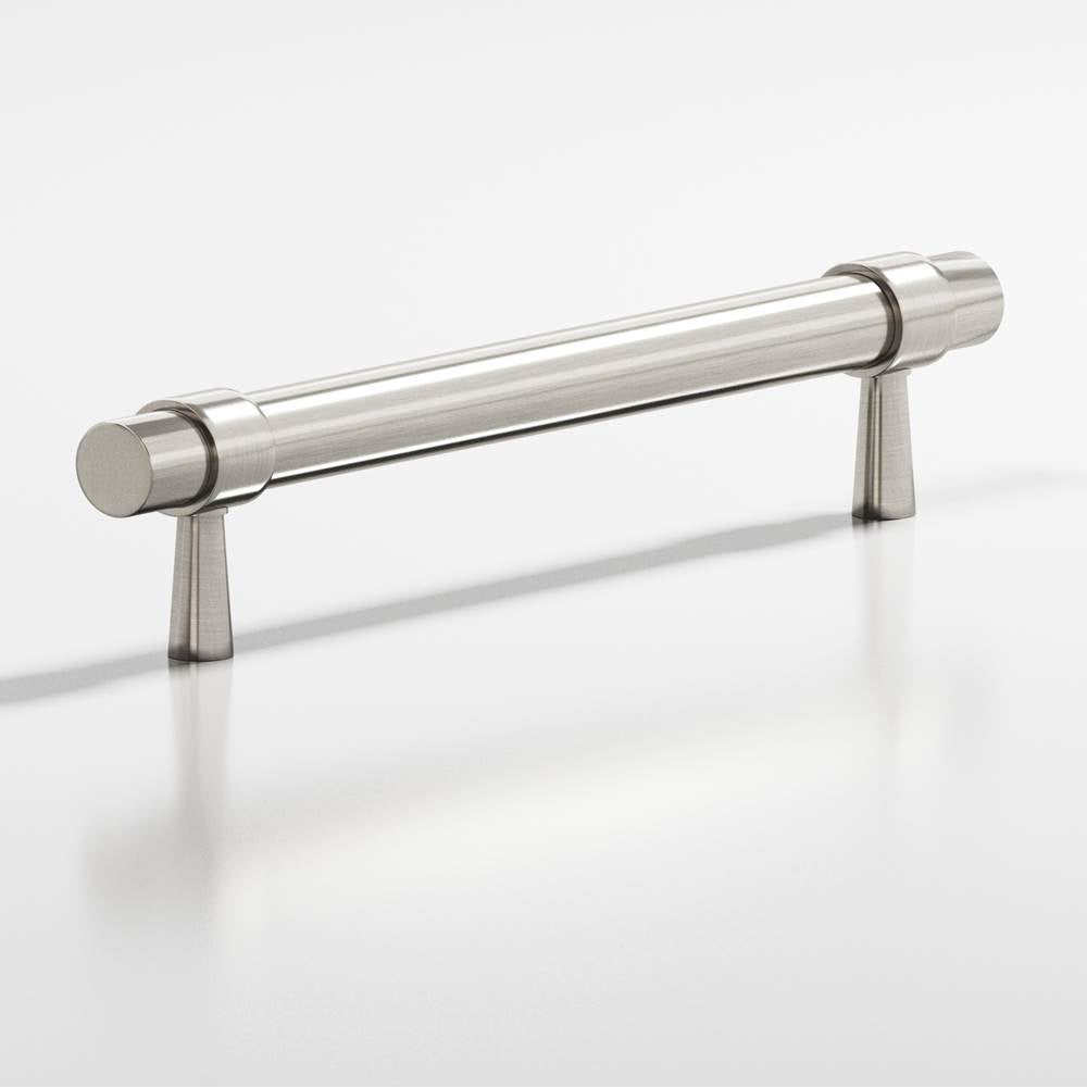 Colonial Bronze - 3.5'' center-to-center, 5'' overall, 0.46875'' diameter Round, collared Cabinet Pull with tapered posts hand finished in Satin Nickel and Satin Nickel - Satin Nickel,Satin Nickel